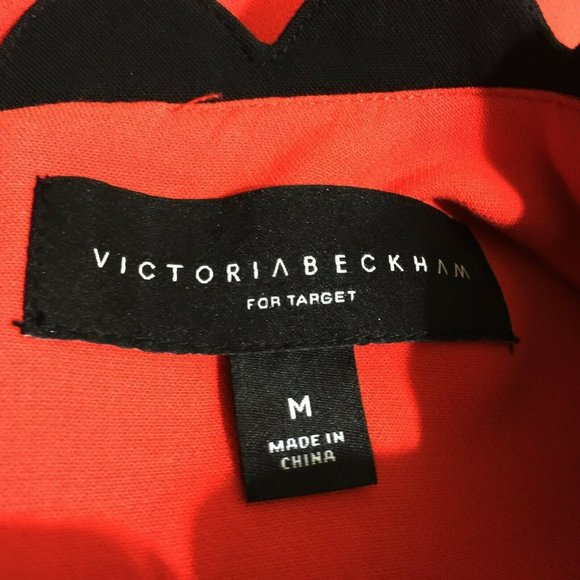 New Victoria Beckham Colorblock Scallop Drop Waist Dress M Sleeveless Flounce - Picture 2 of 9